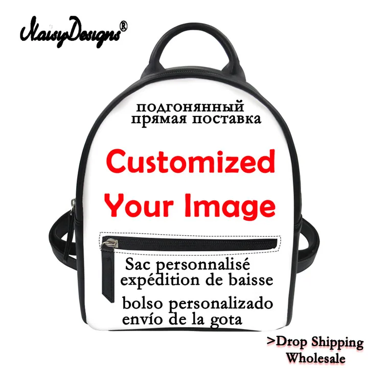 CUSTOM mini Backpack Модная обувь из искусственной кожи маленькие черные детские гетры с принтом динозавра рюкзак в форме животных Для женщин сумка для колледжа для девочек для ноутбука, рюкзак для путешествий, Прямая поставка пользовательская сумка - Цвет: CUSTOM mini Backpack