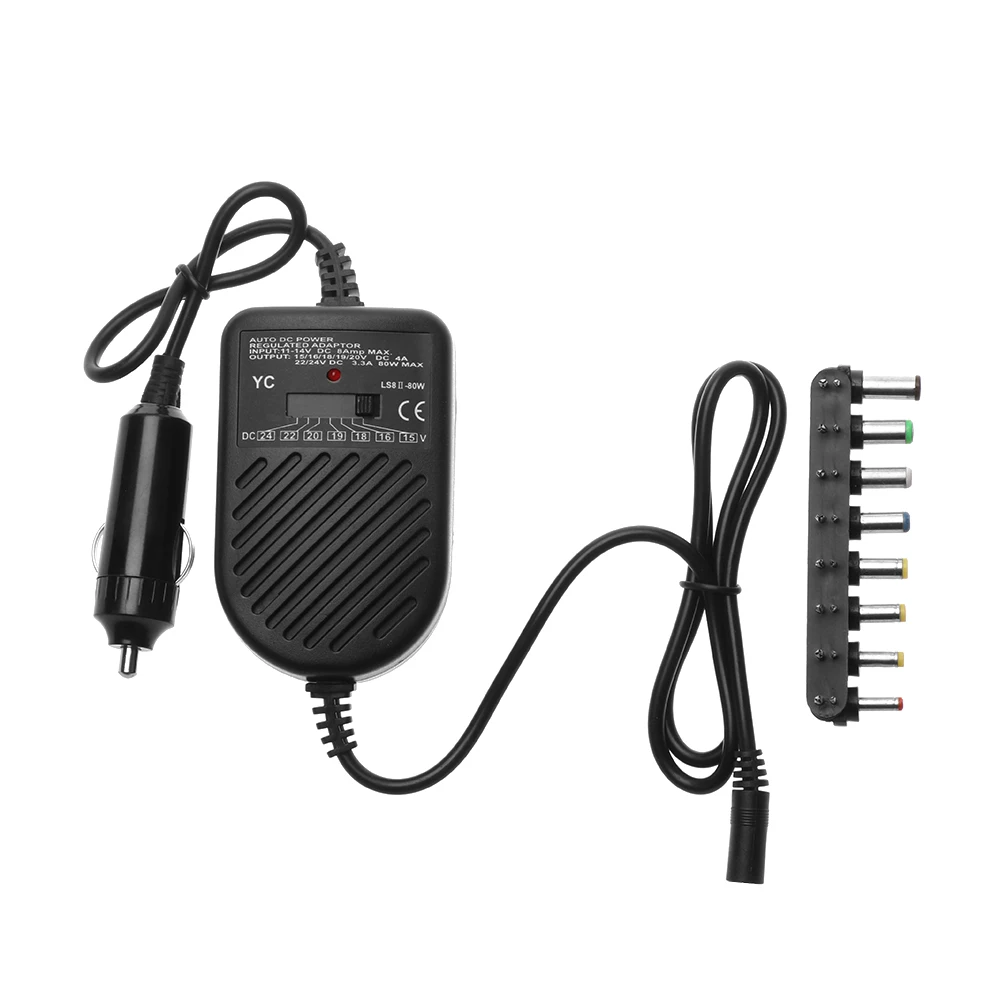 

Universal 80W DC Adjustable LED Indicator Car Laptop Charger Notebook Power Supply Adapter For HP ASUS DELL Lenovo Samsung