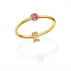 JXXGS Лидер продаж красный корунд с белый циркон кольцо 14 К золото очаровательное кольцо для женщин Повседневная одежда