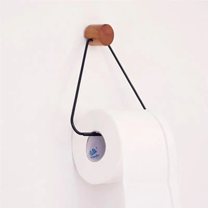 

1 Pc Paper Towel Holder Triangle Retro Bronze Nordic Paper Towel Ring Toilet Paper Holder for Toilet Home Bathroom (Black)