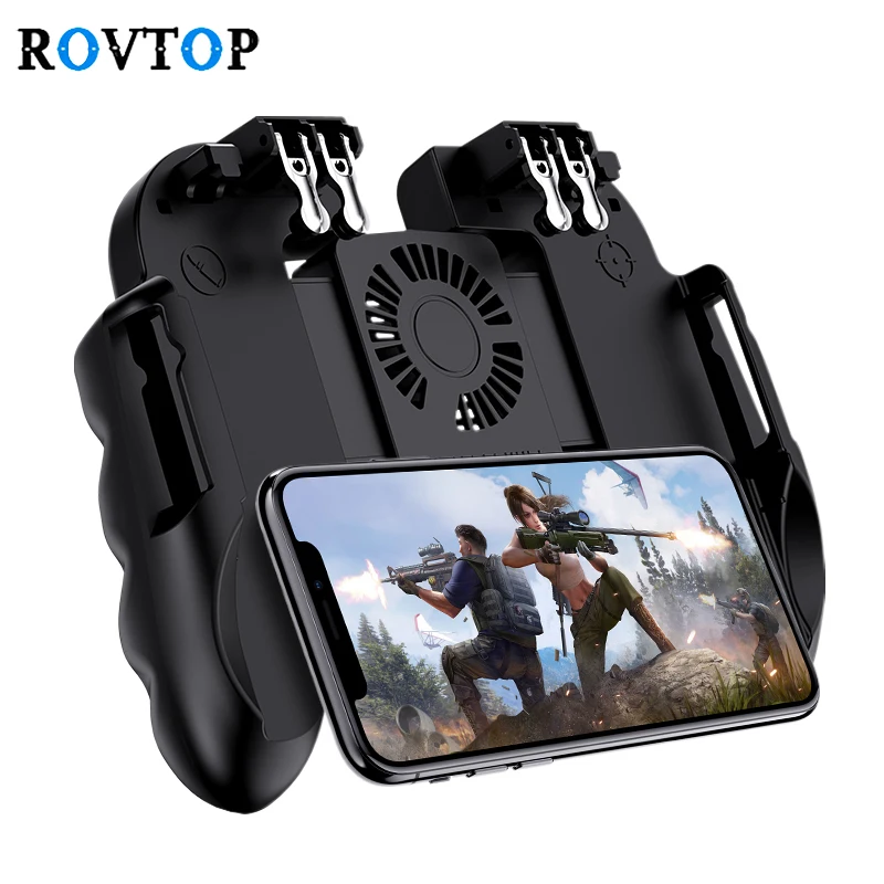 

Rovtop PBUG Mobile Controller Gamepad Pubg Phone Trigger L1R1 Shooter Joystick Phone Holder Game Pad With Cooler Fan