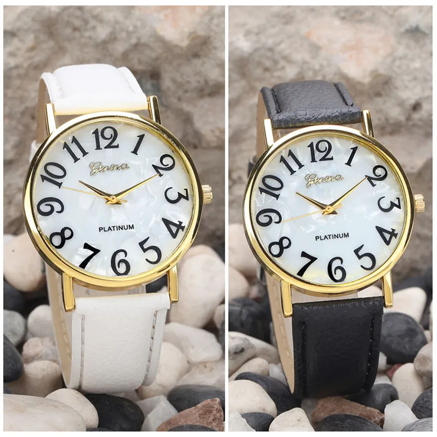 Фантастические часы с большим номером женские ретро цифровые наручные часы кожаный ремешок кварцевые часы наручные часы# C