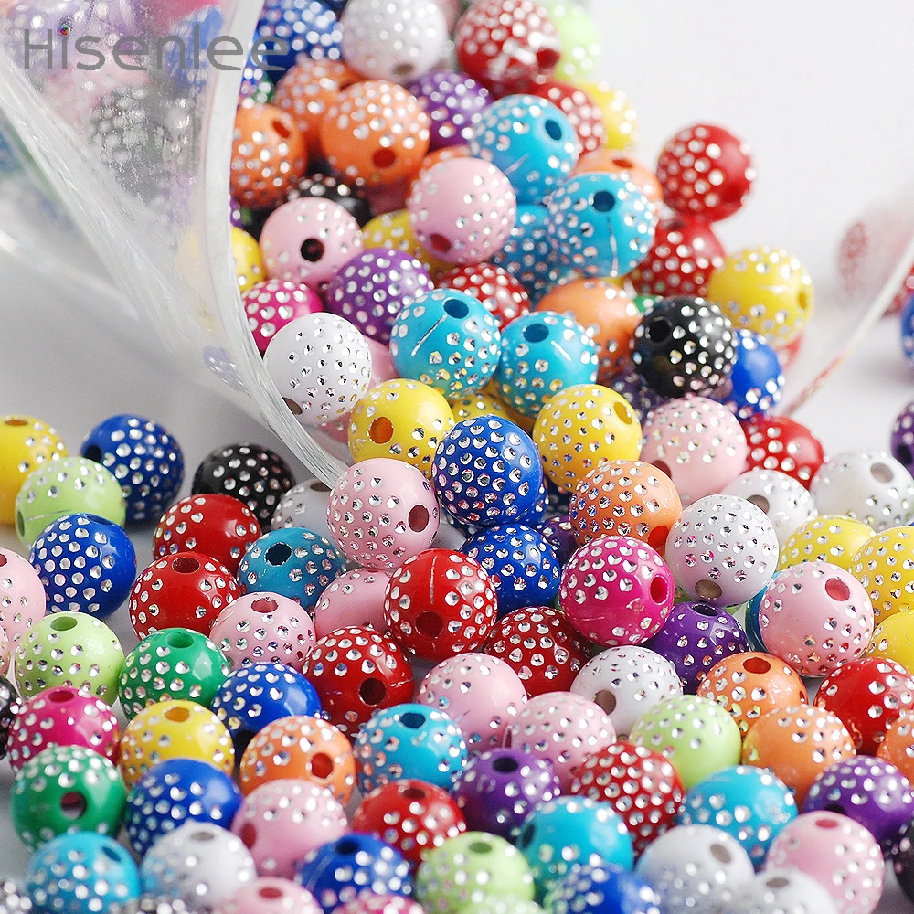 Hisenlee Very cool 10mm/100 pcs Bright Shiny Round Acrylic Rhinestones Charms Bead Girl / boy Ornamental beads DIY /gift | Украшения и