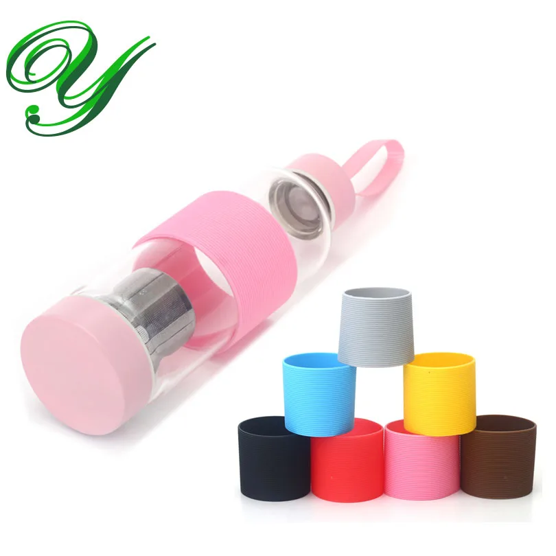 4pc Plastic water bottle cover silicone sleeves for thermos cup nonslip