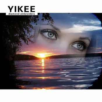 

H275 Sunset Woman,diy diamond embroidery, full, sharingan eye, 5d,diamond painting beautiful eyes NEW TOOL