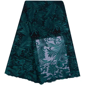 

African Lace Fabric 2018 Embroidered Nigerian Laces Fabric Bridal High Quality French Tulle Lace Fabric For Women Teal1147
