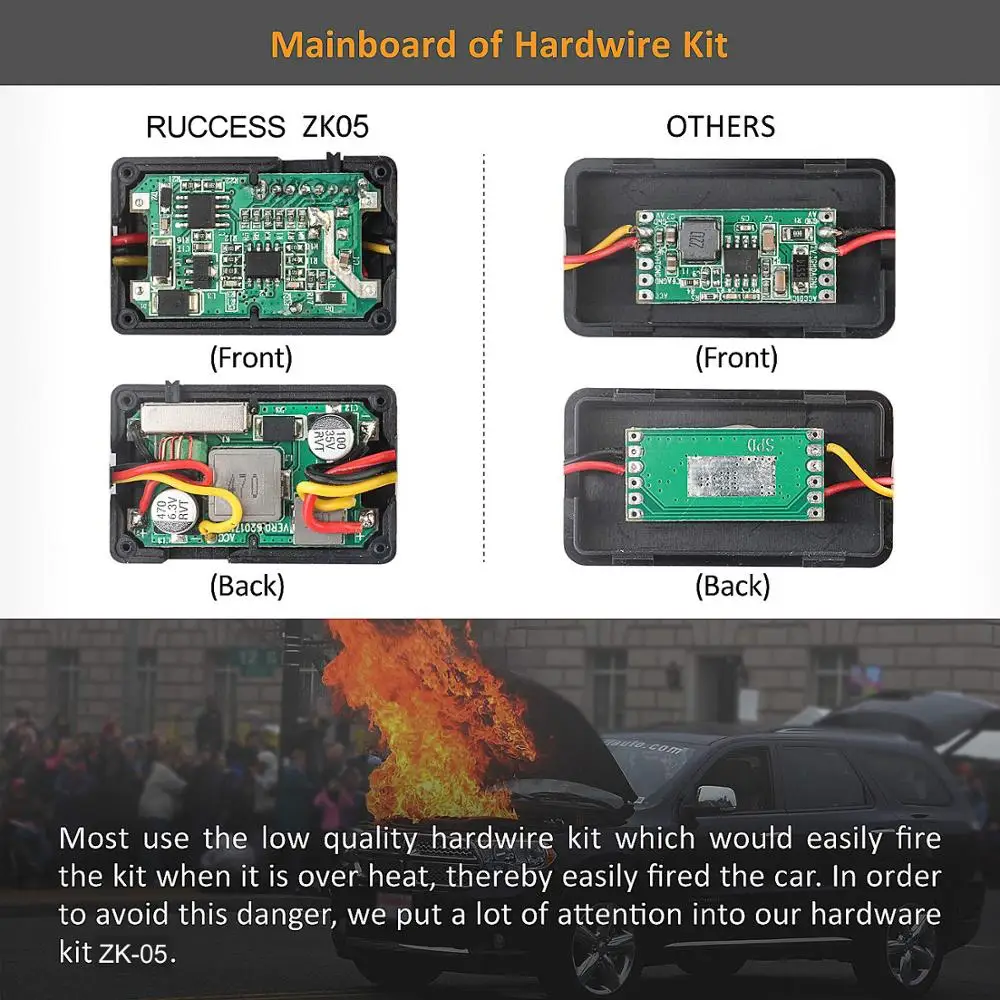 Ruccess Hardwire Комплект Мини Micro USB DVR адаптер питания DC 12 В 24 В до 5 В 2A жесткий провод комплект для видеорегистратора/Автомобильный видеорегистратор/24 H парковка