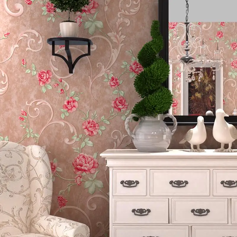 Free Shipping Waterproof Wallpaper For Bedroom Walls 3 D Embossed Red