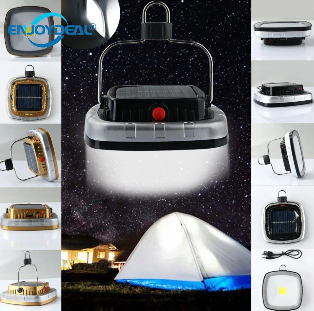 

2018 New Portable 3W 300 Lumens COB LED Solar USB Rechargeable Camping Hiking Tent Light Lamp Lantern W/Hook