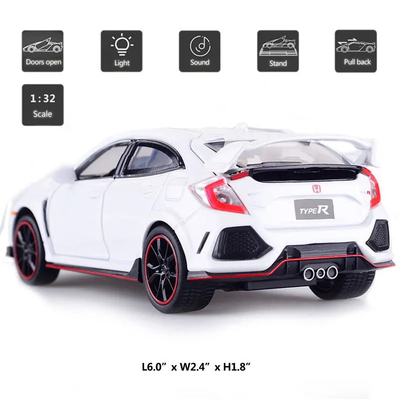 Hommate моделирование 1/32 масштаб Honda Civic Тип R модель машины из сплава 1:32 литье под