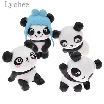 

Lychee Life Random 4pcs Simulation Panda Model Figurines Cartoon Animal Design Miniatures Home Decoration Gifts For Kids