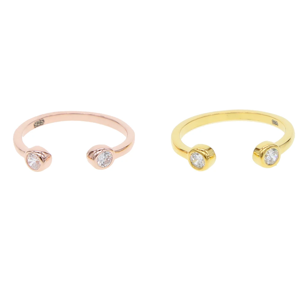 

double side cz Rings For Women Minimal tiny Jewelry 925 sterling silver Gold Color simple ring Adjustable midi Knuckle Ring
