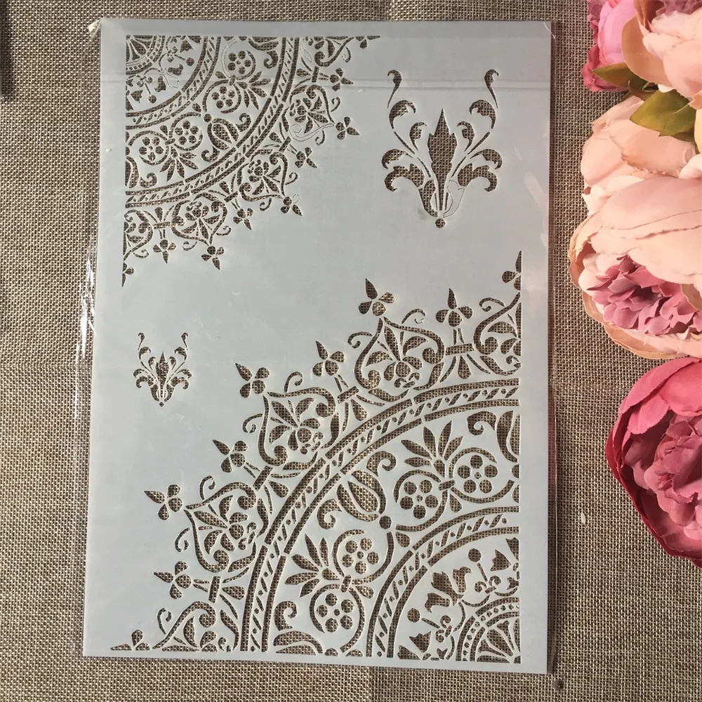 

1Pcs A4 Flower Half Circle DIY Layering Stencils Wall Painting Scrapbook Coloring Embossing Album Decorative Paper Card Template