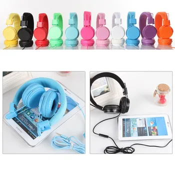 

Foldable Built-in Mic Headphones Children kids On-Ear Headset Wired Cord artificial leather stereo MP3 Headphone for ipad tablet
