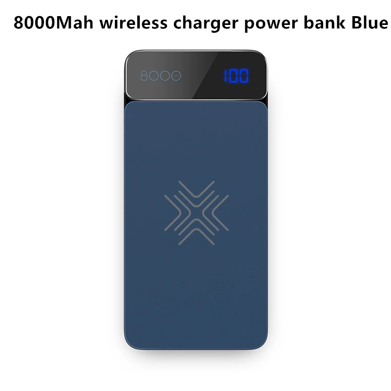 Рок-н-Мощность банк 10000mAh с цифровым Дисплей Портативный внешний Тип батареи C 5V 3A Мощность банк для iphone X для Xiaomi - Цвет: wireless Blue