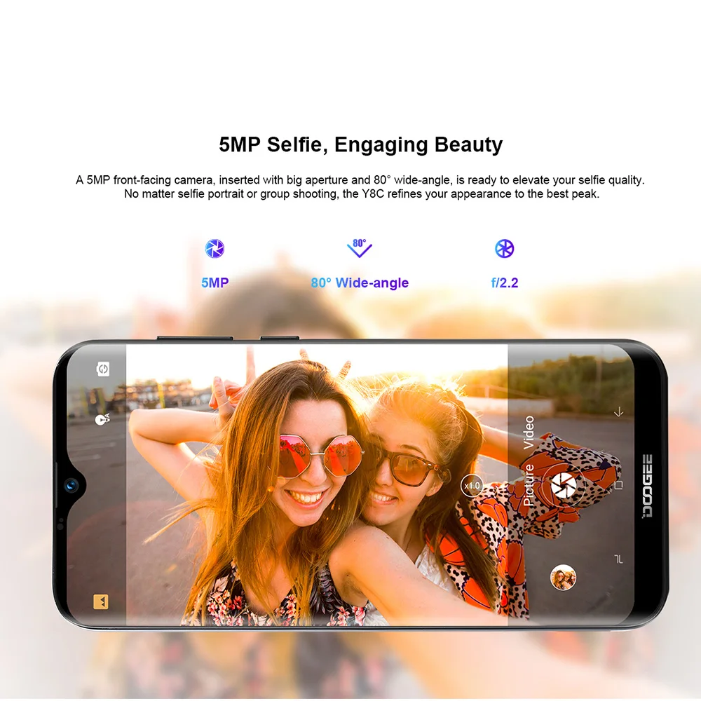  DOOGEE Y8C Android 8.1 6.1inch 19:9 Smartphone MTK6580 1GB RAM 16GB ROM 3400mAh Dual SIM 8MP+5MP Wa - 32997232235