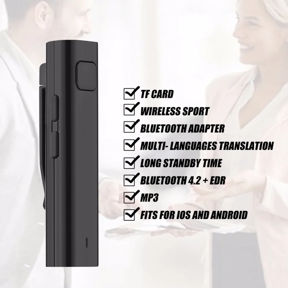 

Hot Smart translator voice instant traductor for Business Learning Travel traducteur vocal Support Multi-Language Output Black
