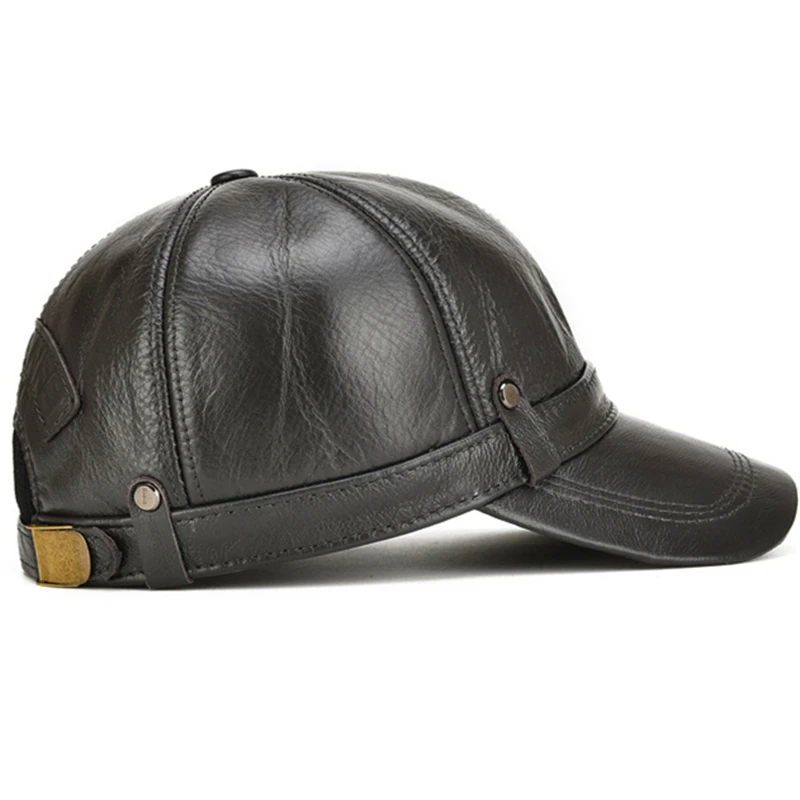 Billig [NORTHWOOD] Neue Hohe Qualität Echtem Leder Baseball Caps Ohr klappen Snapback Hüte Herren Winter Baseball Caps Hüte knochen masculino