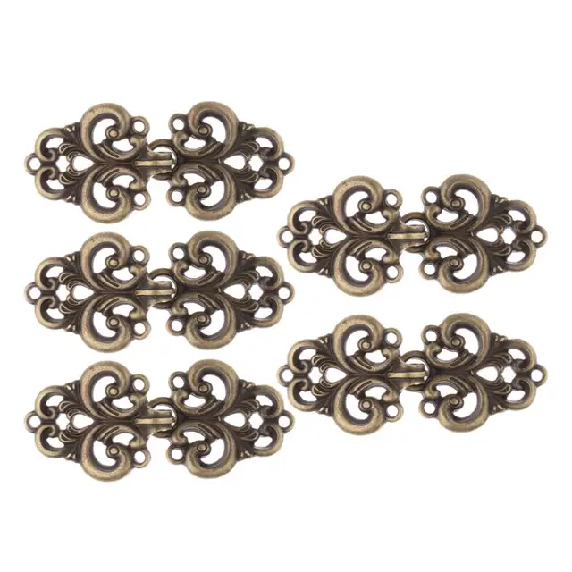 5 Pairs Women Clasp Fasteners Clip Swirl Flower Cape Clasp Cloak Clasp Fasteners Sew On Hooks