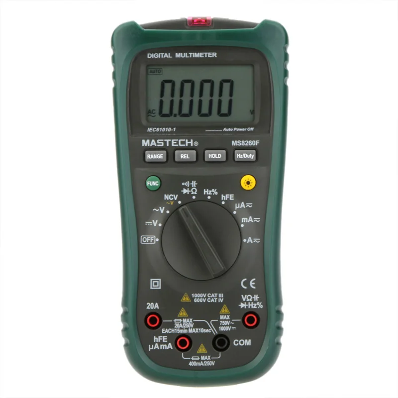 MASTECH MS8260F Megohmmeter DMM Frequency Capacitor w/NCV & hFE Meter