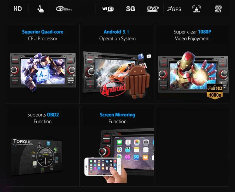 Excellent Car DVD GPS Player For Ford Foucs Transit C-MAX S-MAX Mondeo Galaxy Android 7.1 Mirror link Radio Bluetooth DAB OBD DVR 16GB Map 3