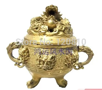 

WBY Bronze statue copper carving three-legged incense burner incense stove