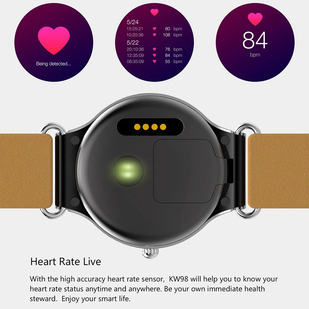  696 KW98 3G Smartwatch Phone Android 5.1 1.39 inch MTK6580 8GB ROM GPS Heart Rate Pedometer KingWea