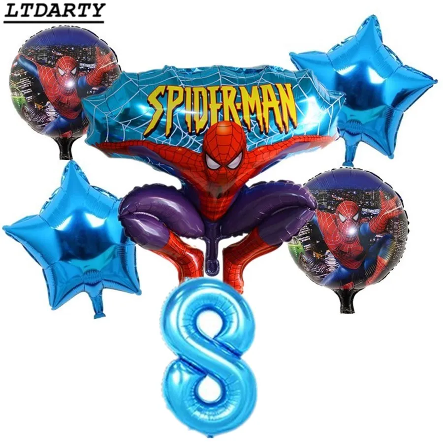 

6pcs/lot Spiderman Balloon 40inch Number Balloon Set Spiderman Party Inflatable Helium Foil Balloons Birthday Party Decoration