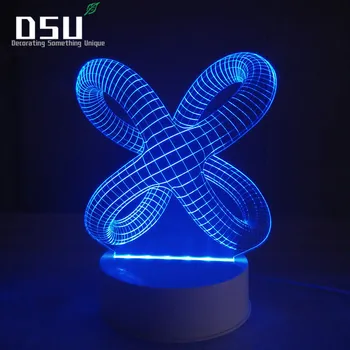 

3D Crisscross Rings 7 Colors Gradual Changing LED Remote Control Visualization Illusion Atmosphere Night Light Desklamp Children