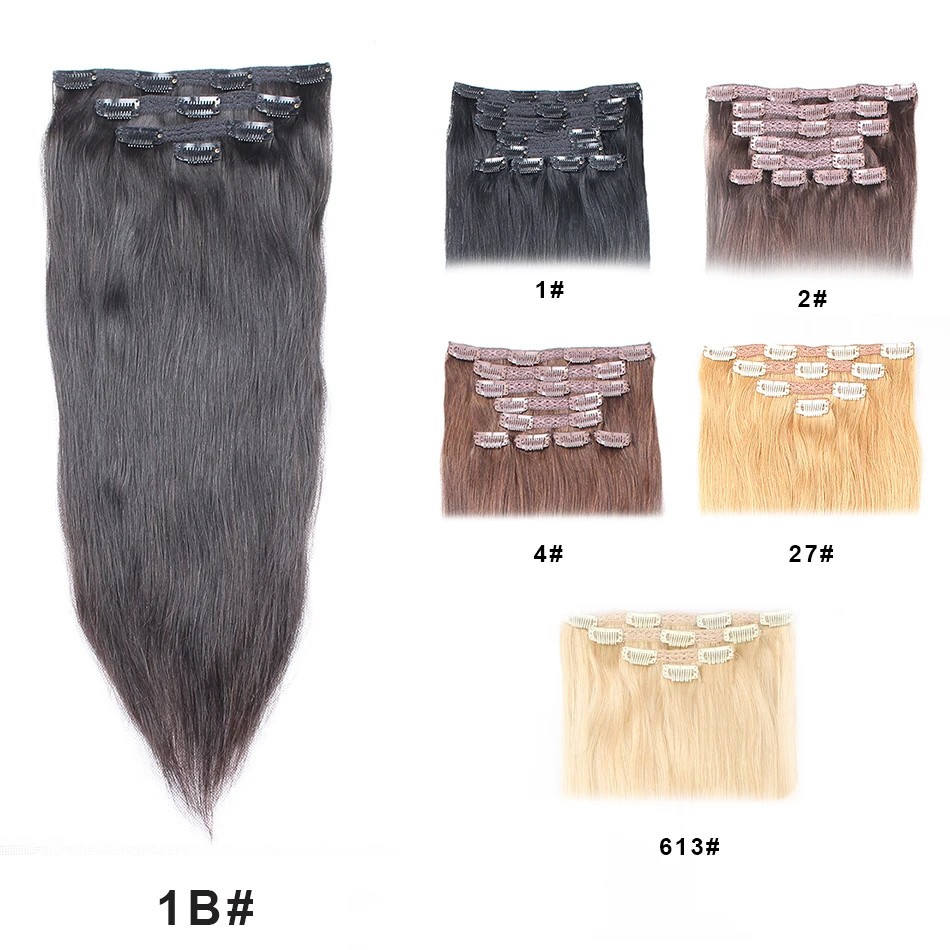 Clip in hair extension Human hair bundles brazilian hair (3)