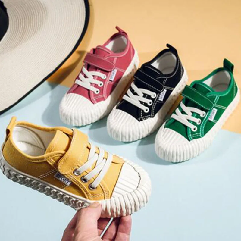

Solid Candy Color Canvas Shoes For Girls' Baby Fashion Round Toe Cross-tied Design Hook Loop Casual Breathable Princess Shoe