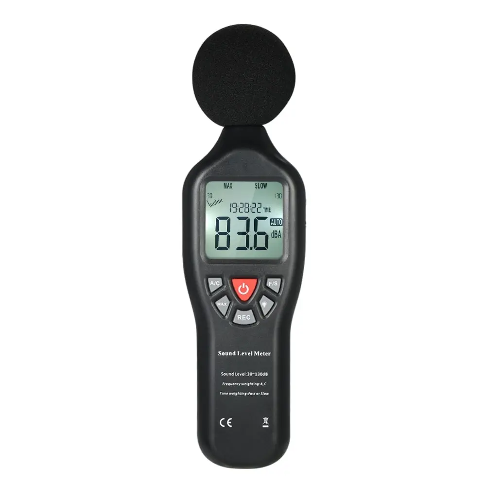 

LCD Digital Sound Level Meter 30-130dBA decibel meter Noise Measuring Instrument Decibel Monitoring Tester Data Logging Func