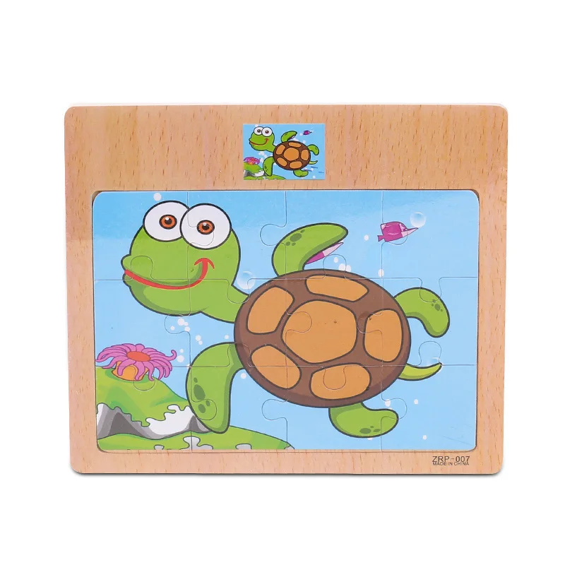 Детская головоломка-головоломка, деревянная доска, игрушка-головоломка, детская От 1 до 5 лет, мультяшное животное и движение, Когнитивная головоломка для раннего образования - Цвет: Tortoise