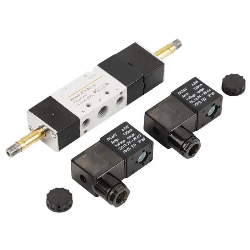 DC 24V Electric Solenoid Valve BSP 14 Normally 3 Position 5 Way Pneumatic Solenoid Valve 0.15-0.8MPa 4V230-08C