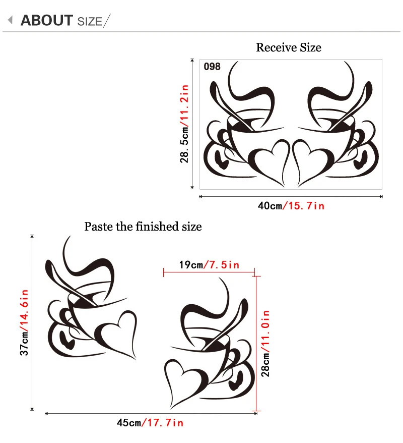 Ретро двойная любовь на стену с изображением чашечки кофе наклейки виниловые наклейки Ресторан Кухня Съемная Наклейка на стену s DIY домашний декор настенная роспись