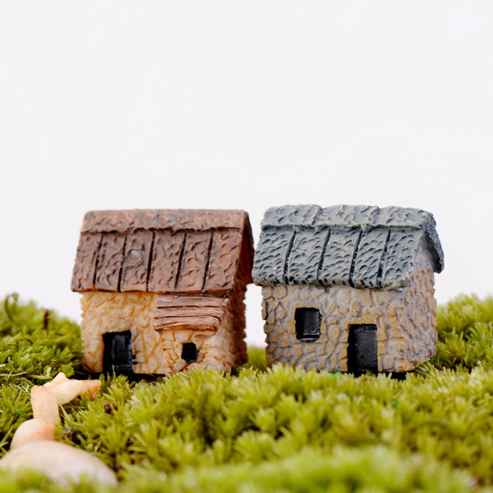 

4PCS Miniature Gardening Landscape Micro Village Stone Houses Thumbnail House Thatched Huts DIY Bonsai Terrarium Crafts