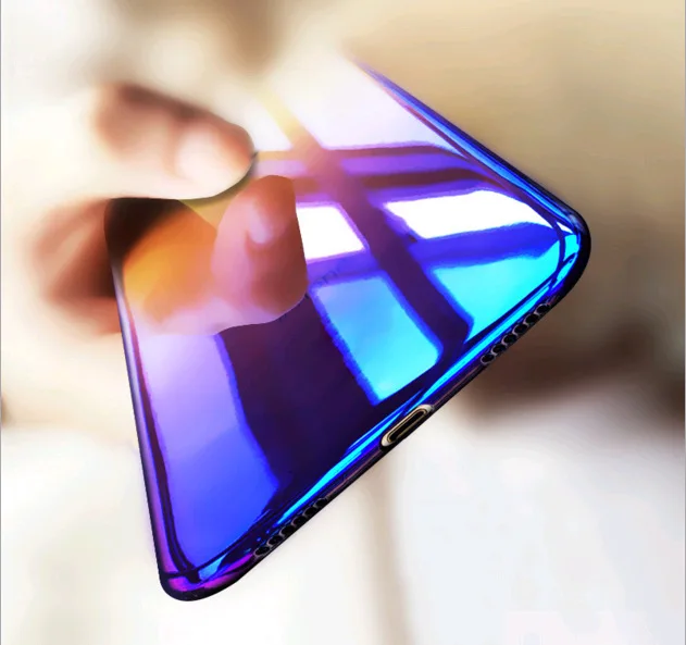

Luxury Electroplated Gradient Blue Cover Phone Case For iPhoneX XR XS XSMAX Streamer PC Phone Case for iPhone7 8 6 6S Cover