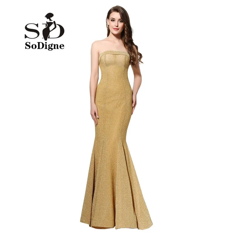 Buy Cheap Evening Dress 2017 SoDigne Sexy Slim Lange Abendkleider Golden Mermaid Prom Dress Backless Party Gown