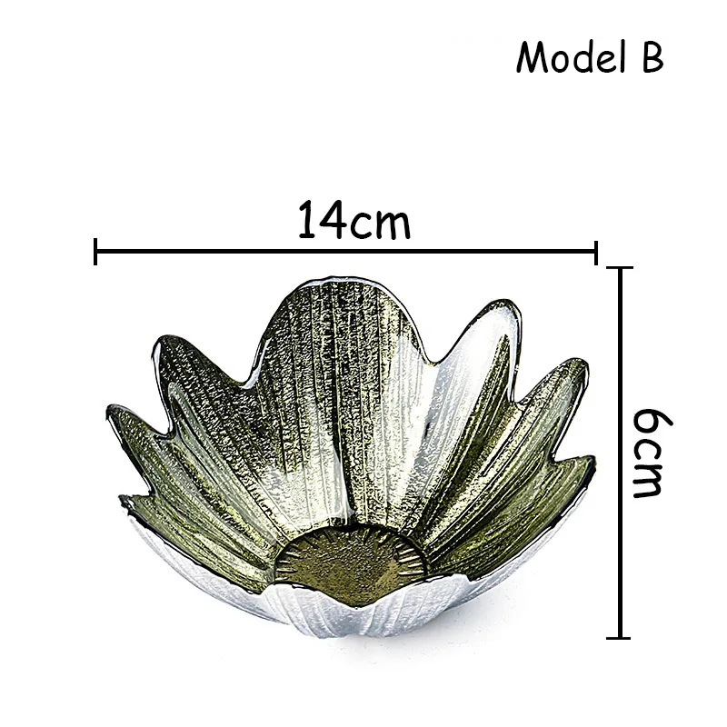 Салатный поднос закуски миски десертная тарелка пищевой контейнер Гальванизированный стеклянный цветок Форма Фрукты неэтилированная стеклянная миска столовая посуда 1 шт - Цвет: Model B