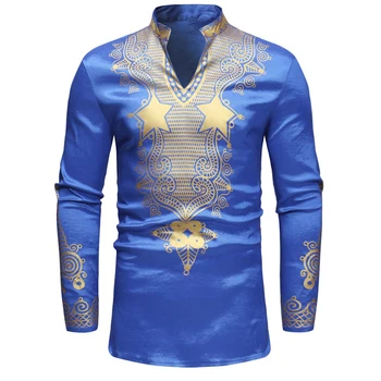 

Retro printing African National Style Long Sleeve Shirt Fashion Traditional African ClothES Streetwear Dashiki Dress Shirt Tops