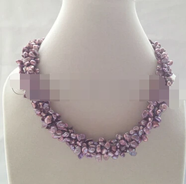 

Jewelr 005584 Beautiful 18" 5row 8mm purple red Reborn Keshi baroque freshwater pearl necklace