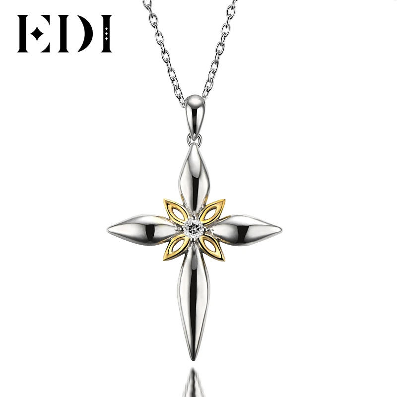 

EDI Christian Cross 925 Sterling Silver Necklace Unique 3mm Natural Topaz Pendants Necklaces For Women Fine Jewelry