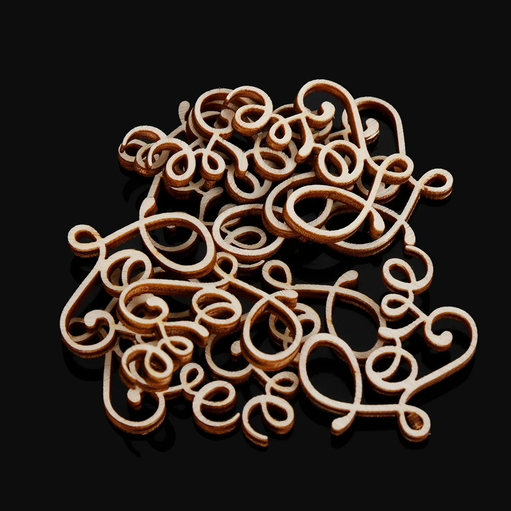 

10pcs/set Carved Love Letter Nature Wooden Piece Scrapbooking Arts Crafts Ornament Embellishments DIY Home Decorative