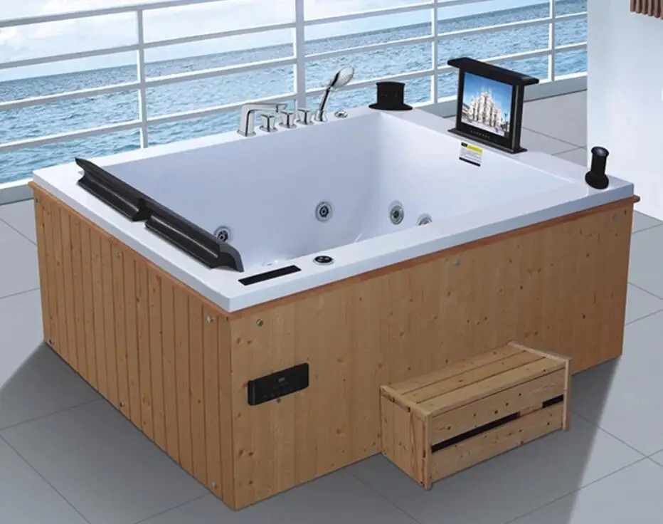 1900mm Double People Fiberglass Whirlpool Swimming Pool Acrylic Hydromassage Surfing Outdoor TV SPA NS3163