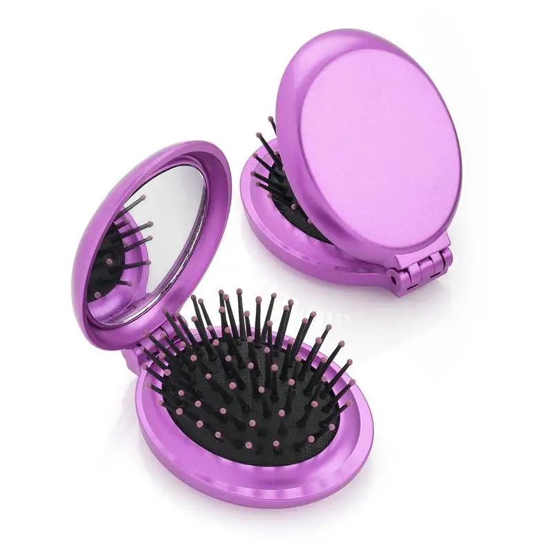 Folding Hair Brush Comb Mirror Mini Compact Handy Mirror Hairbrush