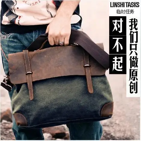 

2015 new Man casual Vintage Canvas bags Men's Crossbody Bag Shoulder men Messenger Bag Briefcase free shipping