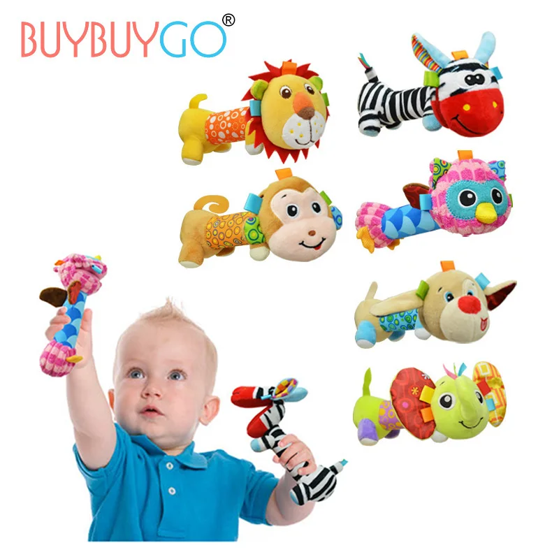 Baby Rattles Mobiles Plush BB Stick Toys Animals Shape Catoon Hand Bell Ring Rattle Kid Infant