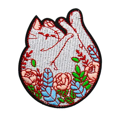 

Creative Big Flower cat Sequins Sew-on Embroidered Patch Floral Motif Applique Cloth iron on can be customized with your logo