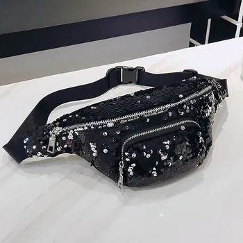 

AUAU Unisex Waist Bags Activity Casual Fanny Pack Double Color Sequins Unisex Waist Pack Belt Bag Women's Waist Bag Bolsa