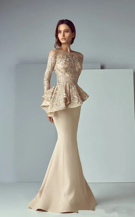 champagne-lace-stain-peplum-wear-prom-dresses (1)